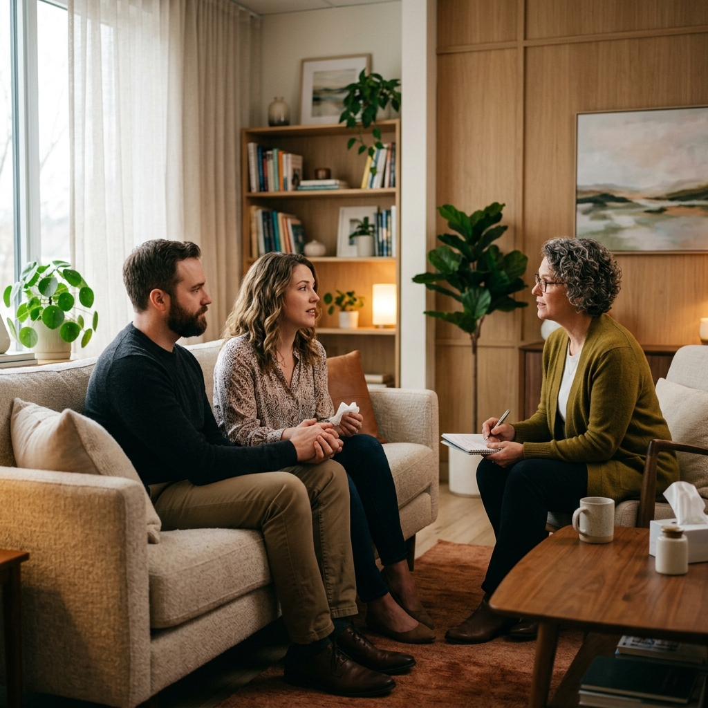 Therapist conducting couples therapy session