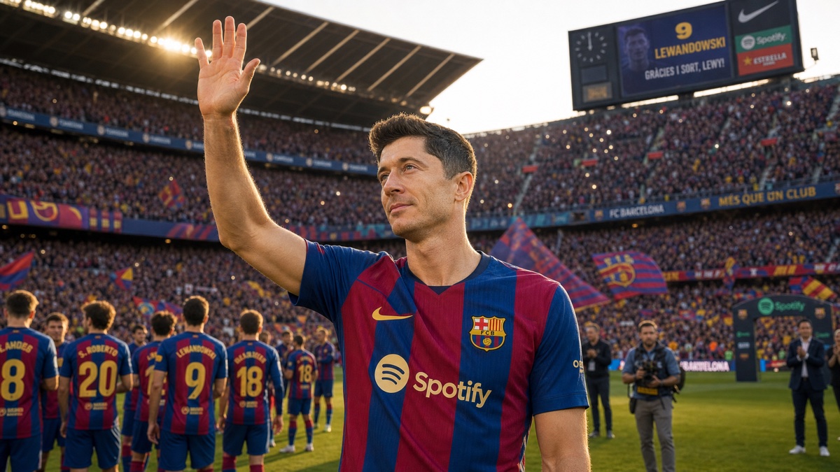 Robert Lewandowski se despede do Camp Nou