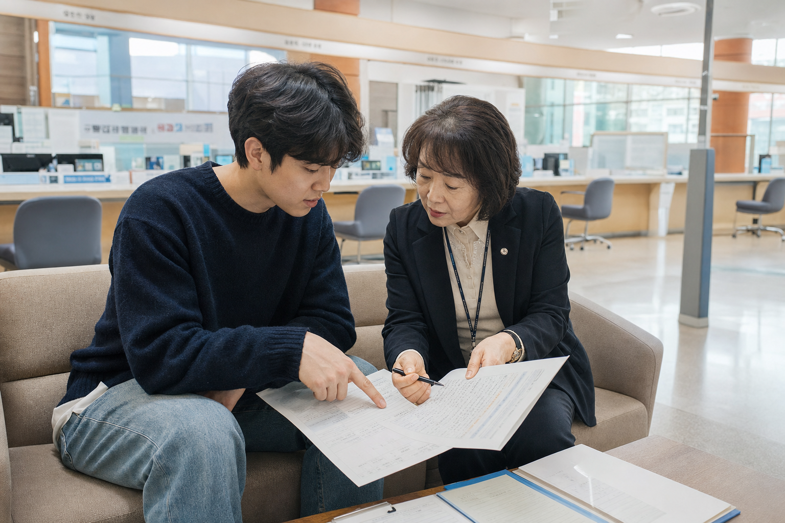 부부의 과거 주택 소유 이력과 감면 신청 서류를 함께 확인하는 장면