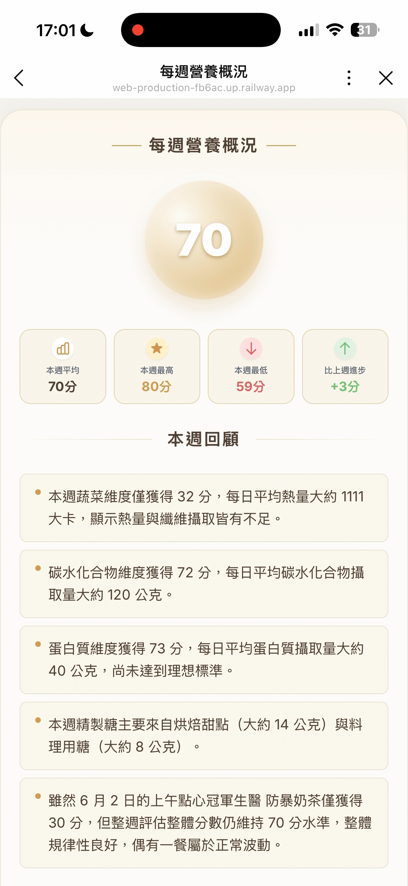 查看本週健康總結