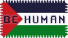 a palestine stamp that reads ; be human.