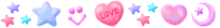 hearts, stars, moons