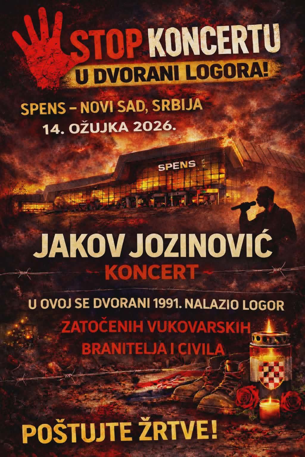 Zahtjev za otkazivanje koncerta Jakova Jozinovića