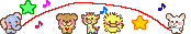 A divider of cute animals playing jumprope
