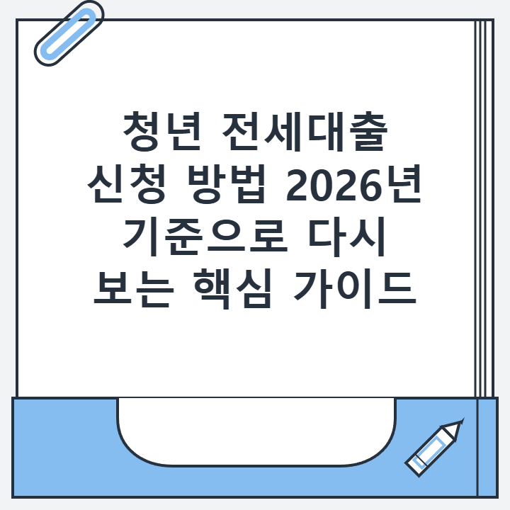 청년 전세대출 신청 방법 2026년 기준으로 다시 보는 핵심 가이드