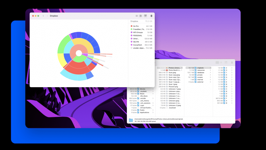 Path Finder Mac — Dual Pane view showing file browsing and management on macOS