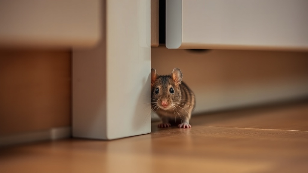Mouse near baseboard - rodent control and exclusion