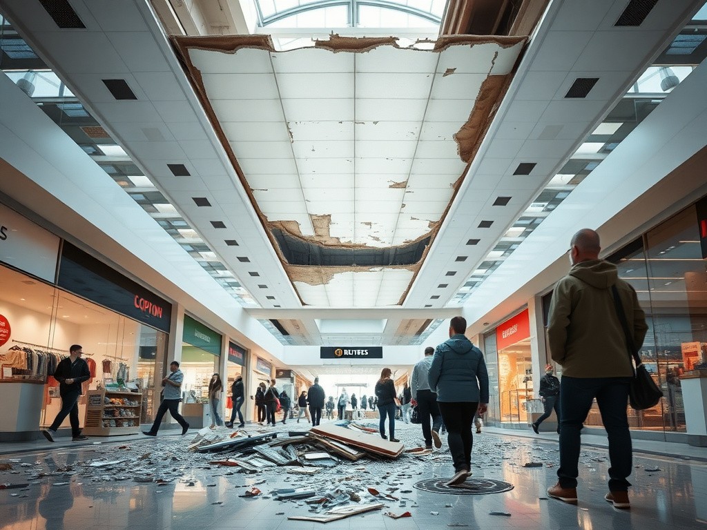 A woman was injured when a ceiling panel fell and hit her leg at Telford Plaza in A woman was injured when a ceiling panel fell and hit her leg at Telford Plaza in