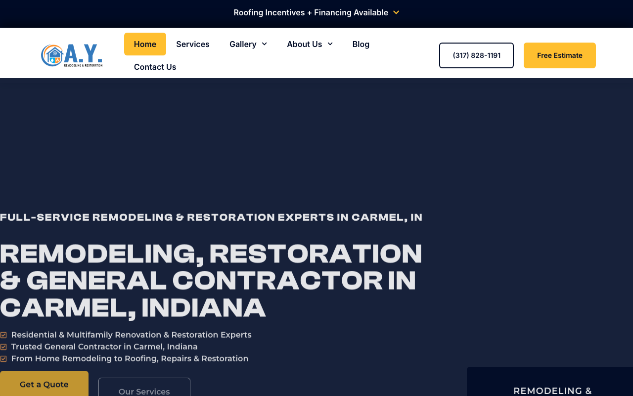 AY Remodeling & Restoration LLC homepage