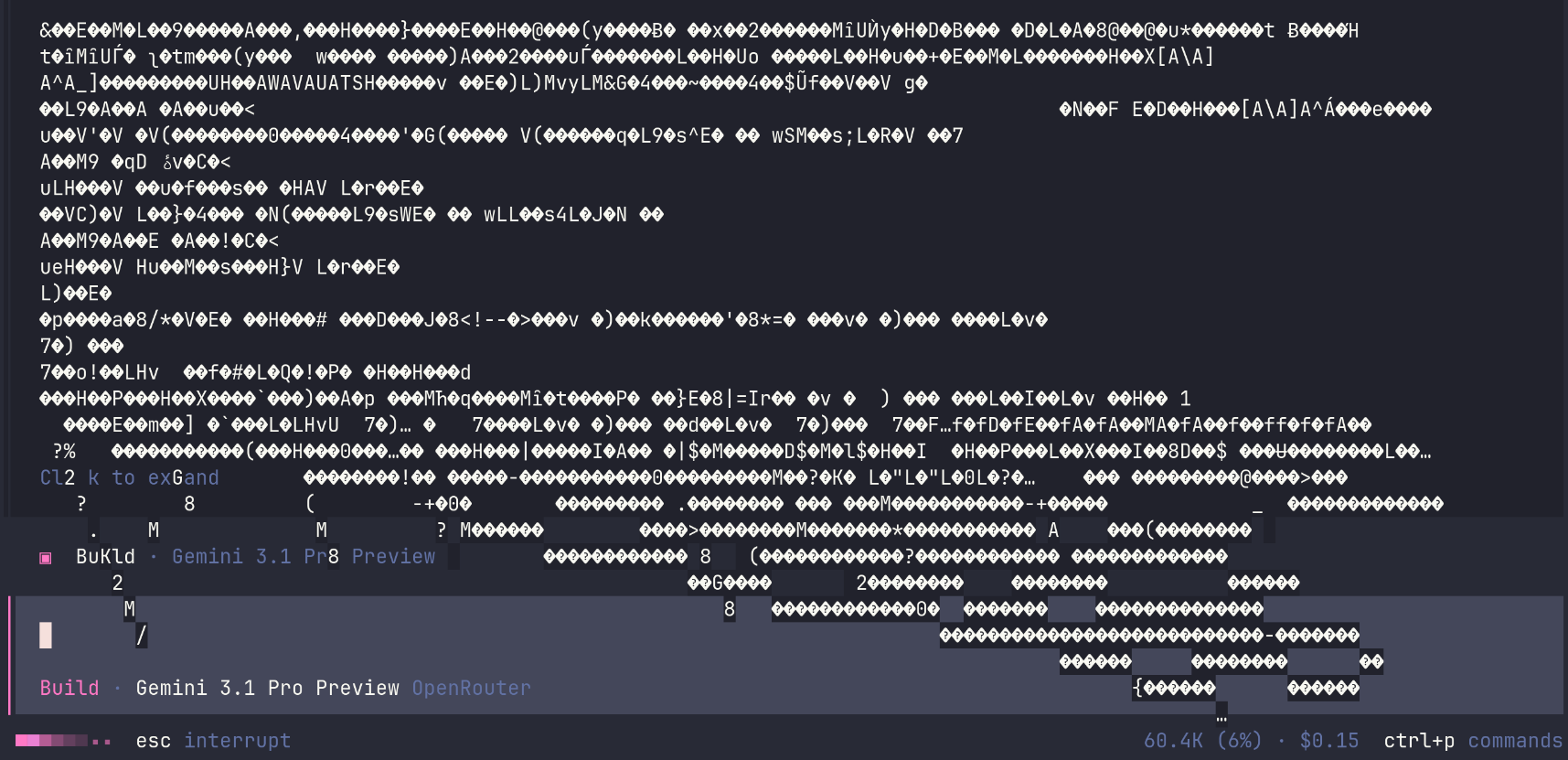 Opencode binary read issue