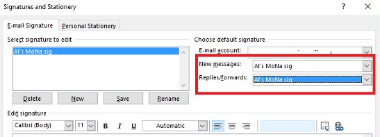 Cài đặt tùy chỉnh cho New messages và Replies/Forward
