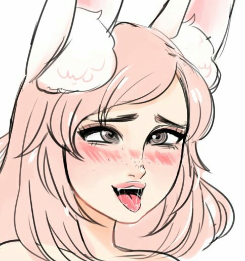 LF Color Source: 1girl, ahegao, blush, open mouth, heart-shaped pupils, blonde hair, blue eyes, animal ears, fang, freckles, animal ear fluff, long hair, drool, tongue out, close up