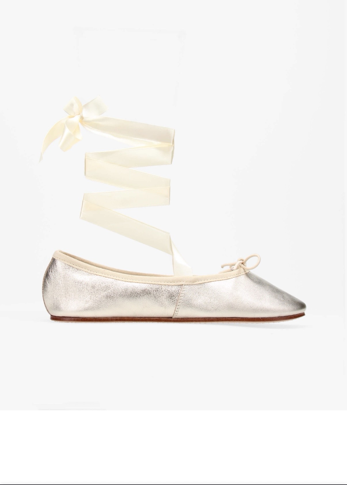 Repetto Sophia ballet flats, light gold leather with ribbons