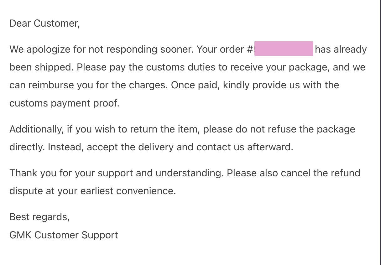 A screenshot of an email