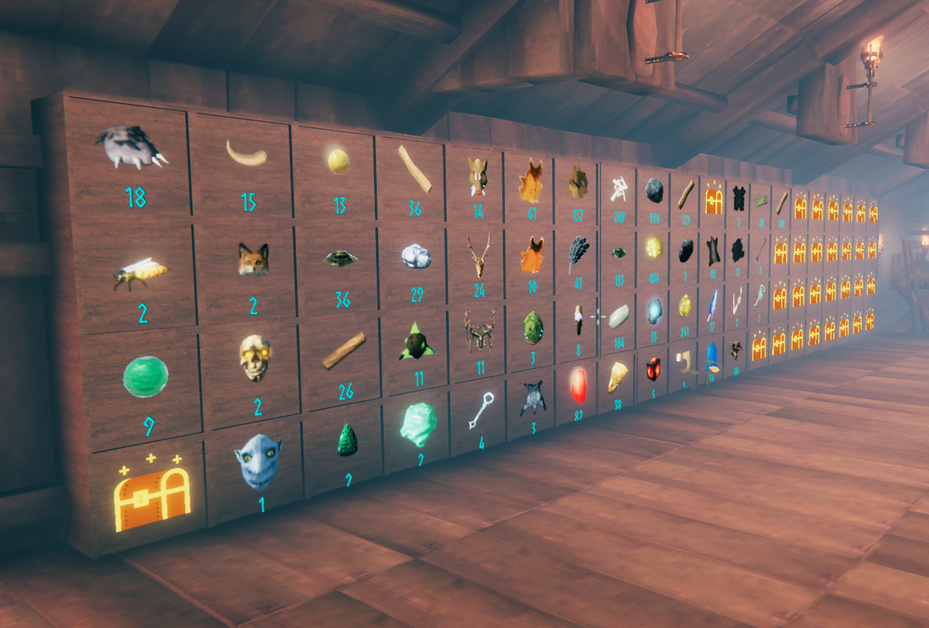 Wall of drawers