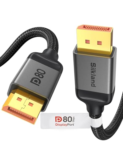 Silkland 80Gbps DisplayPort Cable 2.1 [VESA Certified] 6.6FT/2M, DP80 HDR
