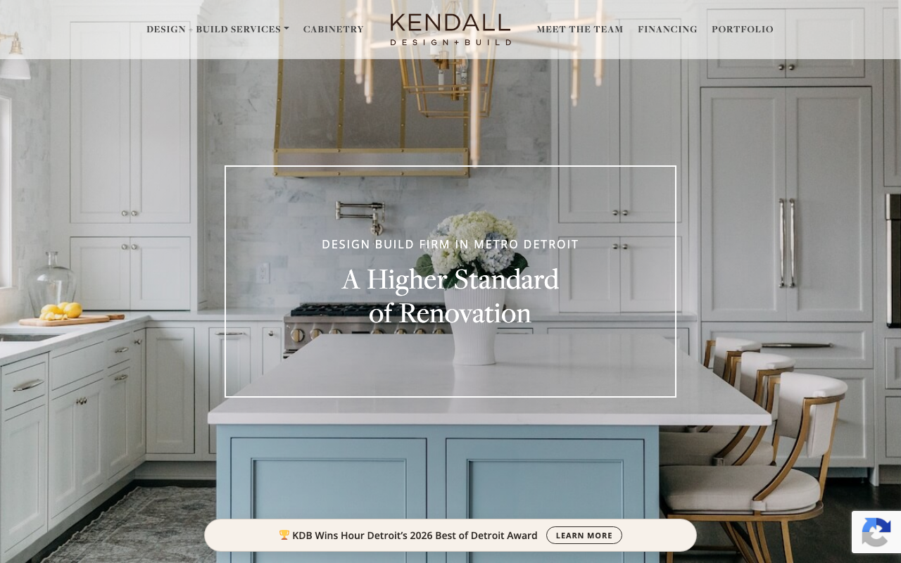Kendall Design + Build Home Remodeling homepage