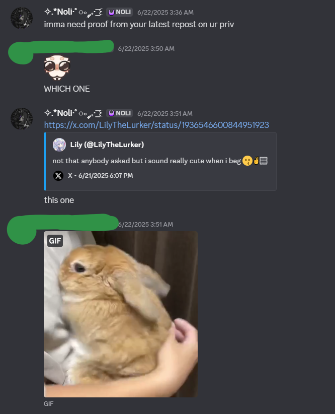 mel coming into my dms to purposefully trigger hypersexuality within me knowing that my system has highly hypersexual alters. this interaction caused me to spiral into a bout of hypersexual shame and guilt, which i did post about on my own nsfw private twitter a night later, which will be shown below