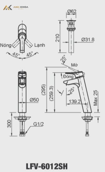ban ve voi chau Inax LFV-6012SH