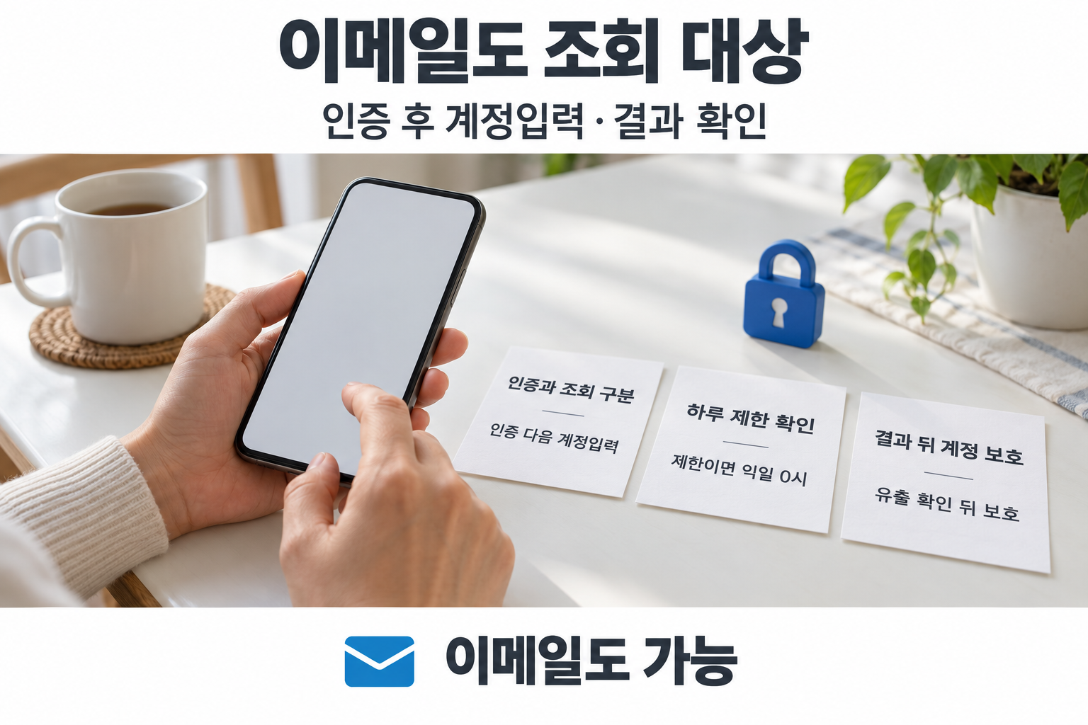 이메일 조회 지원과 인증·계정입력·결과 확인을 구분하는 생활 장면