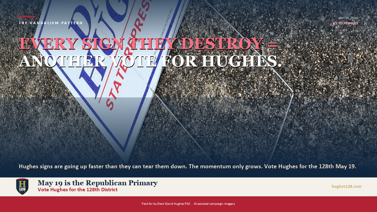 Destroyed Hughes sign 4