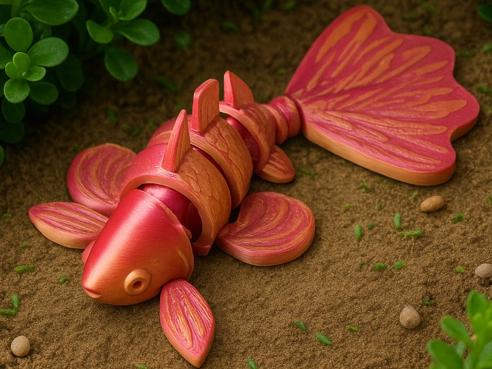 Pez dorado articulado impreso en 3D