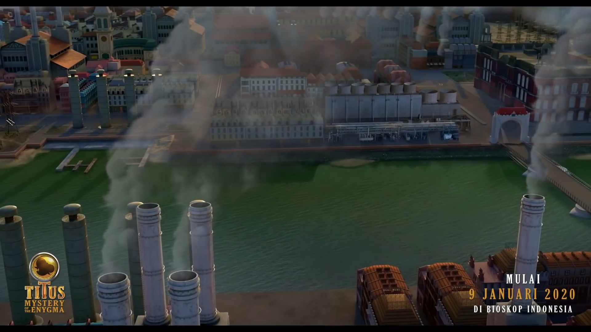 Gambar Kota Steamburg dalam video trailer berbahasa Indonesia