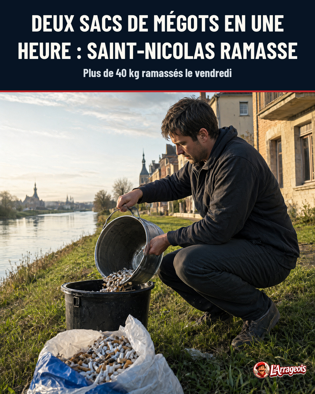 Visuel de L'Arrageois : Deux sacs de mégots en une heure : Saint-Nicolas ramasse