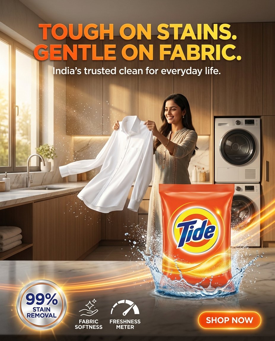 ChatGPT image prompt example — Tide premium FMCG detergent advertising poster