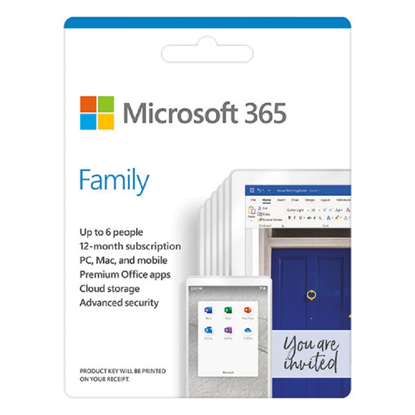 Phần mềm Microsoft 365 Family English APAC EM Subscr 1YR Medialess P8 (6GQ-01555)