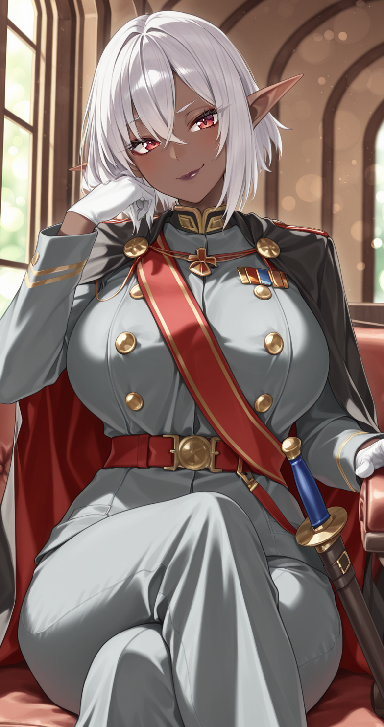 Zenvi sits looking at you inside the carriage.