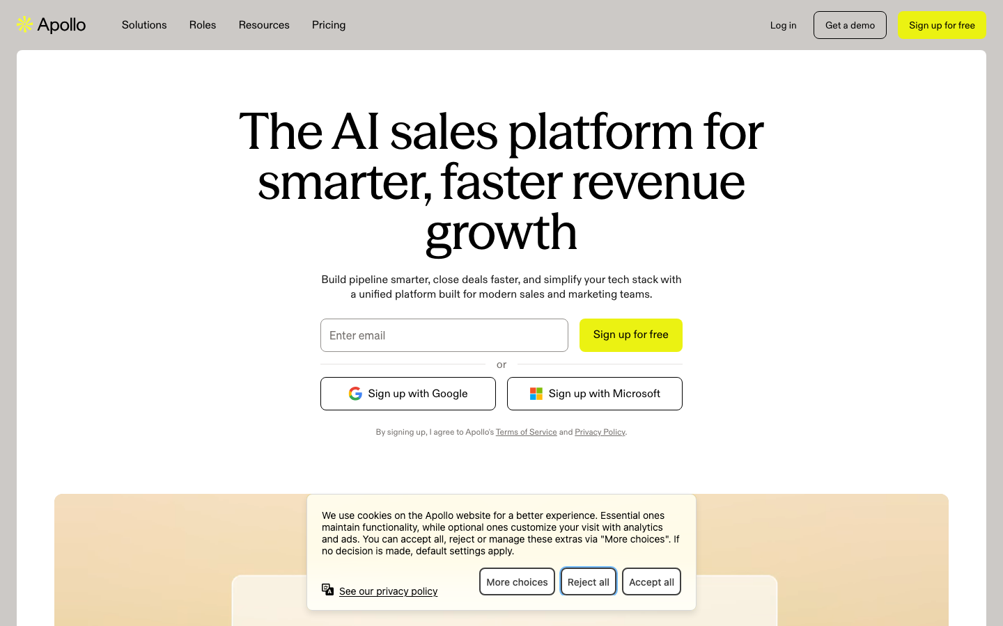 Apollo.io homepage
