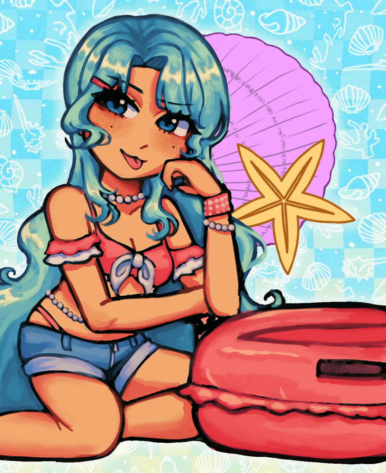jun 25, fullbody of a silly summer girl and her floatie!!