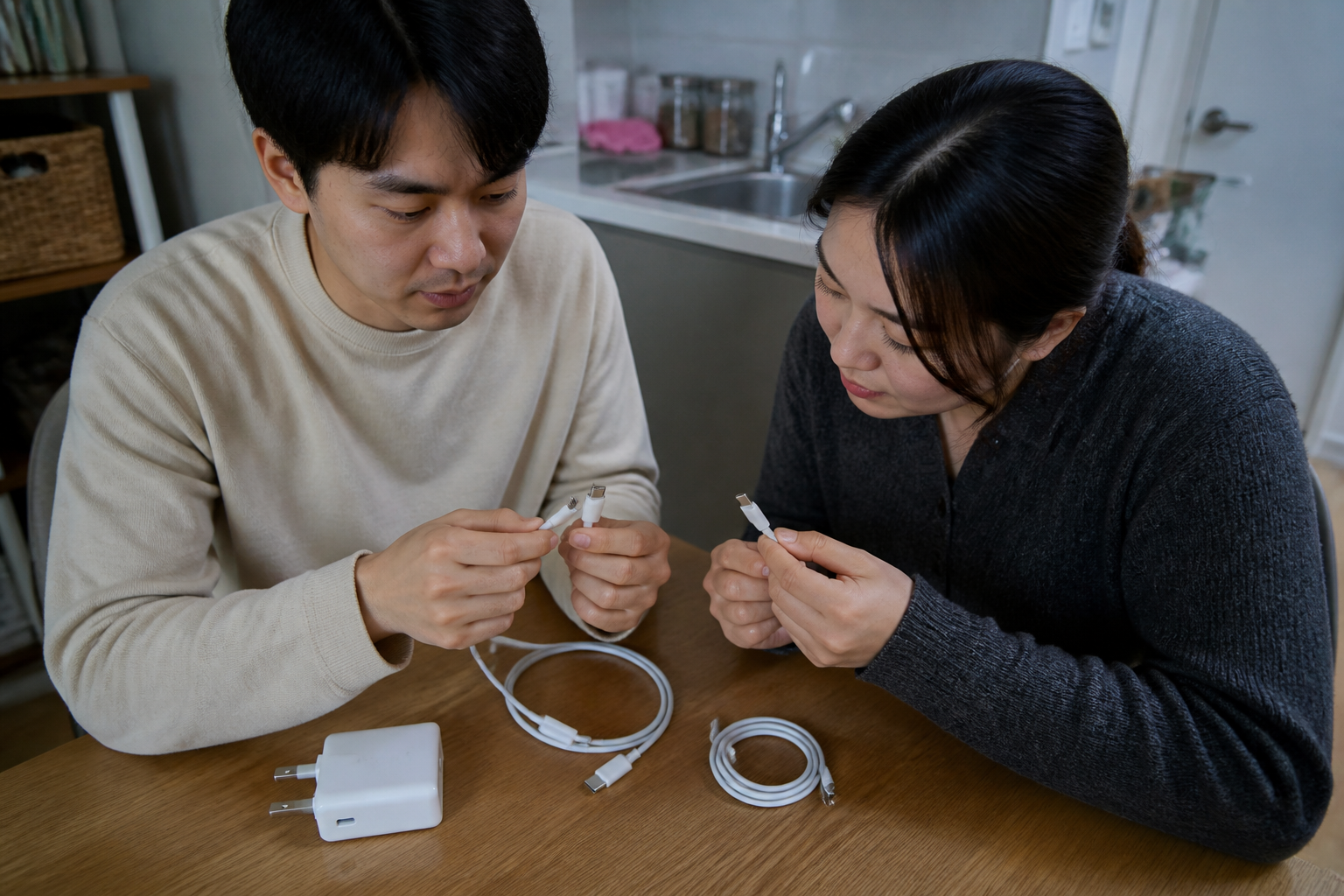 100W 충전에 필요한 5A USB-C 케이블 정격을 3A 케이블과 구분하는 모습