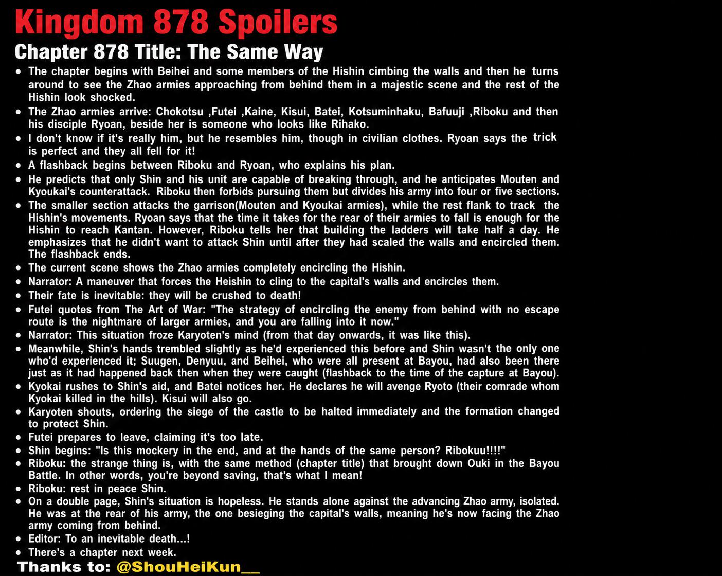 Kingdom Spoilers & RAW Chapter 878 - Page 1