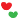 Pixel of one red heart, and one green heart