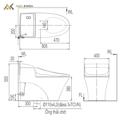 ban ve ky thuat bon cau nap rua dien tu Inax AC-1017R+CW-KA22AVN