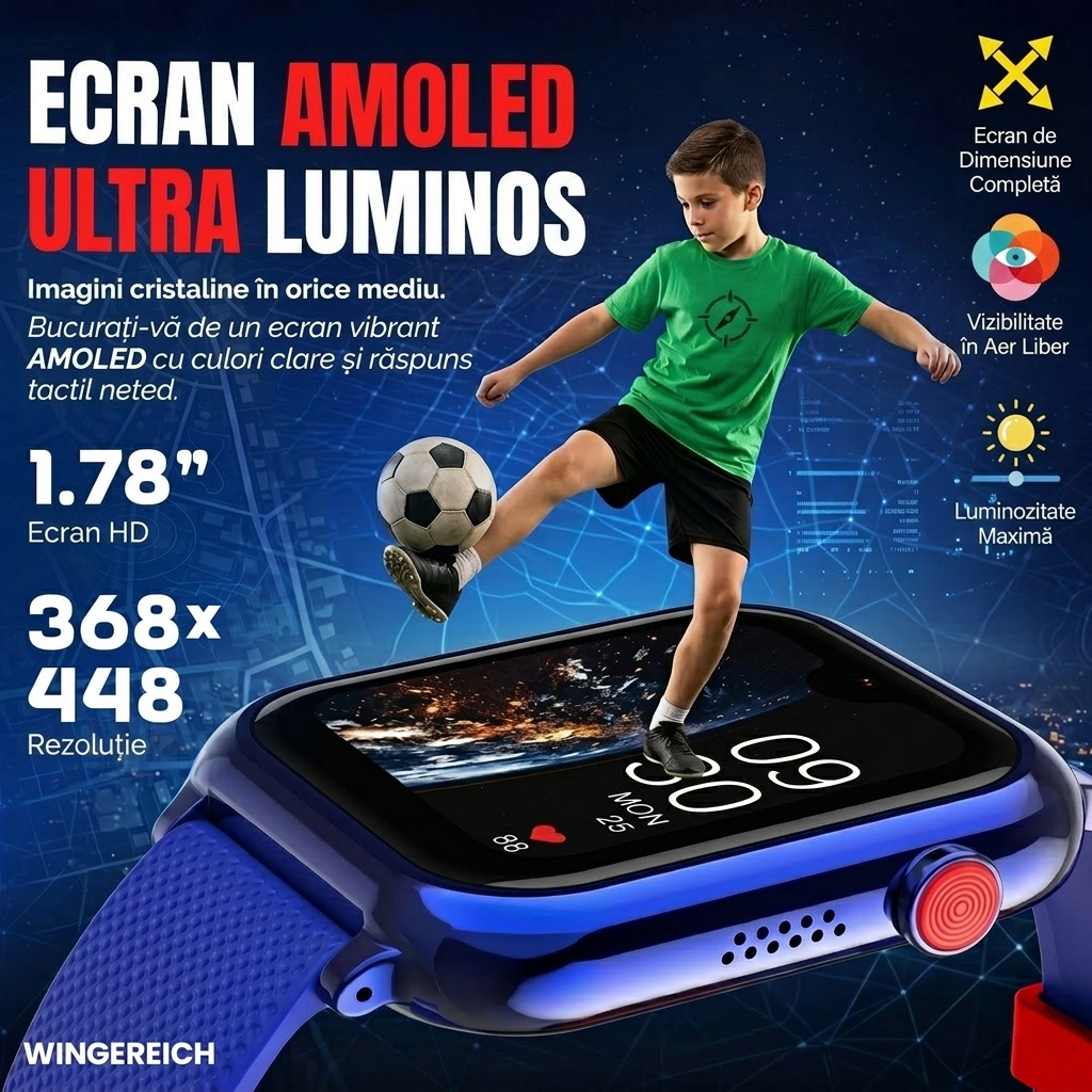 Ceas smartwatch Wingereich copii AI albastru