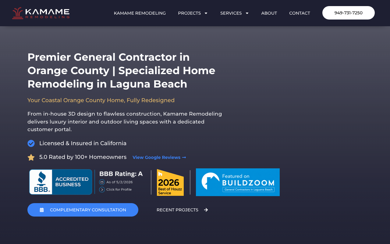 Kamame Remodeling homepage