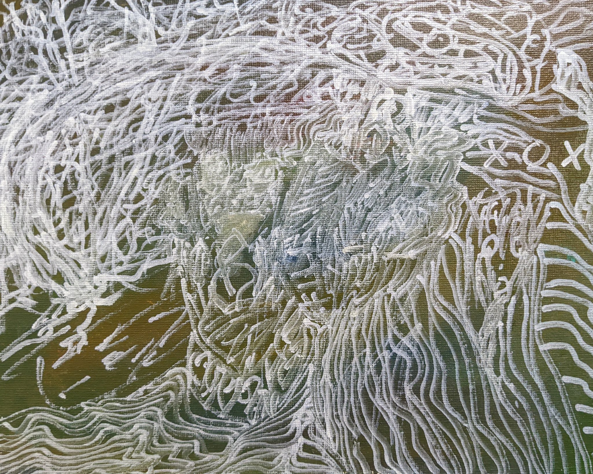Streams of white wires on top of a swampy background
