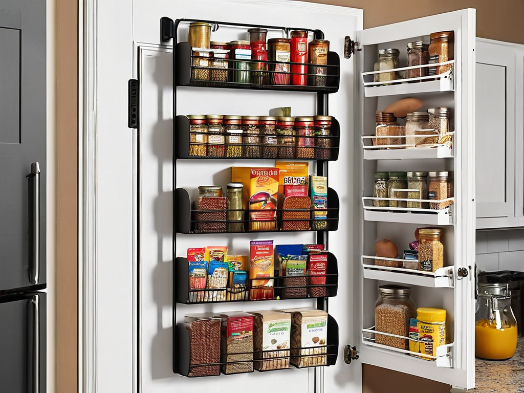 Over-the-door pantry organizer rack
