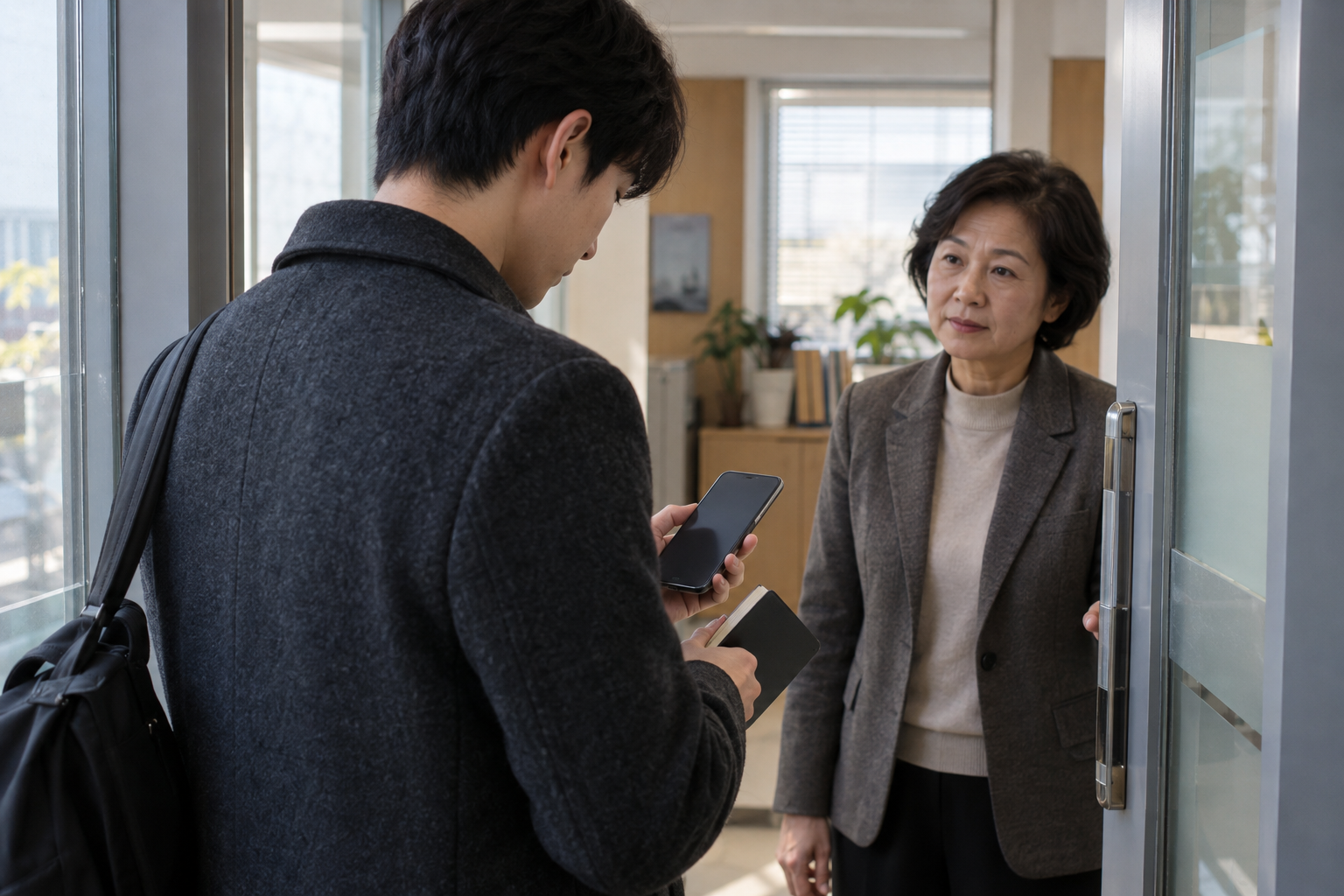 초절전 적용 전에 필요한 연락을 구별하는 설명용 생활 장면