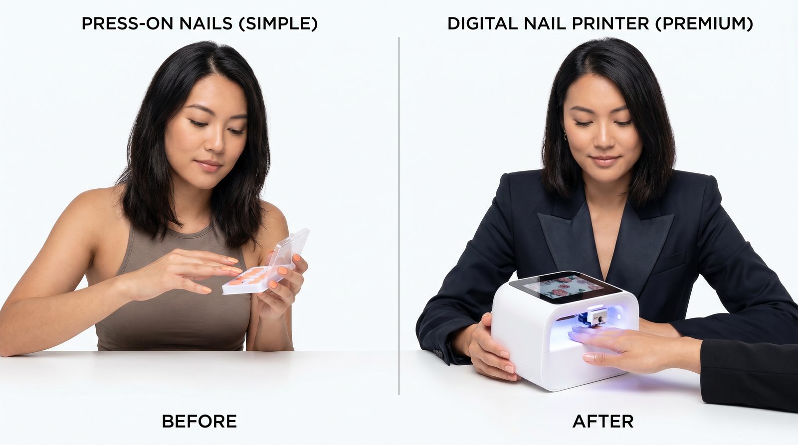 nail printer vs press ons — Nail Printer vs Press-On Nails