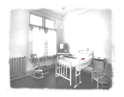 An empty, pale patient room