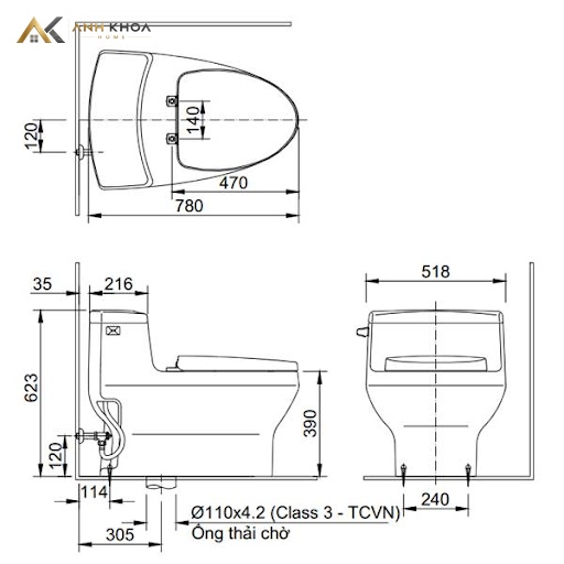  ban ve bon cau nap rua co Inax AC-2700+CW-S15VN