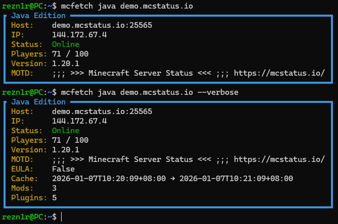 Screenshot of mcfetch