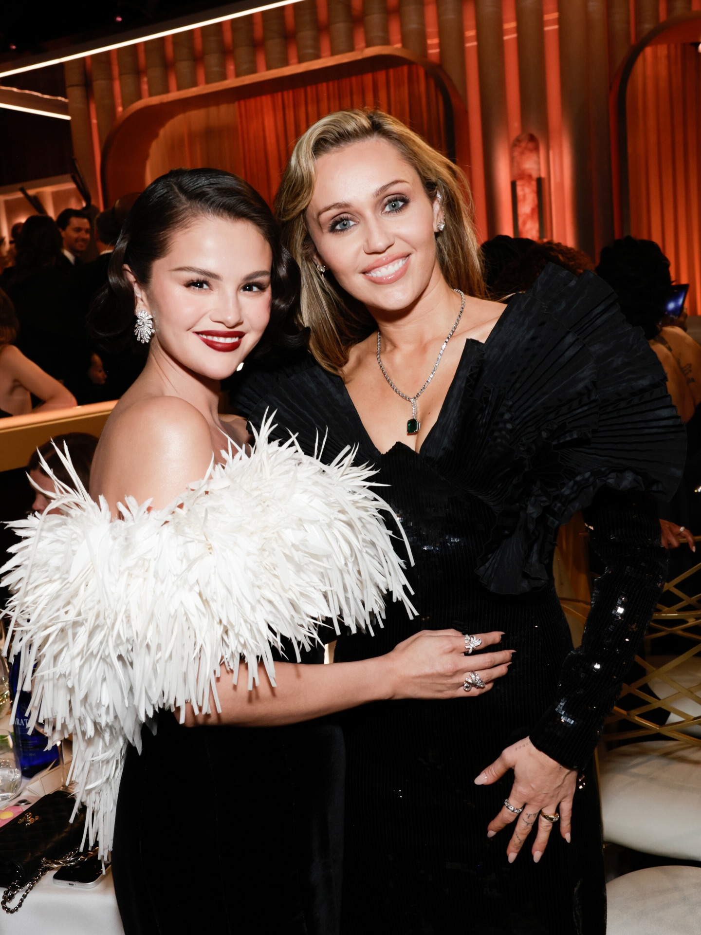 Selena Gomez and Miley Cyrus at 2026 Golden Globes