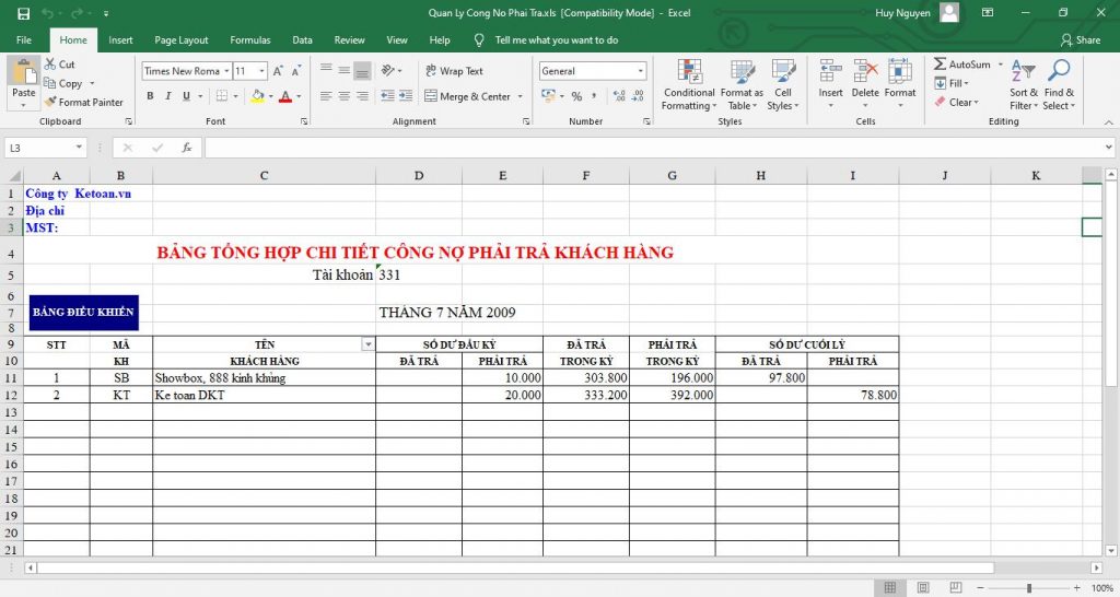 Một số mẫu bảng Excel quản lý khách hàng thường được sử dụng