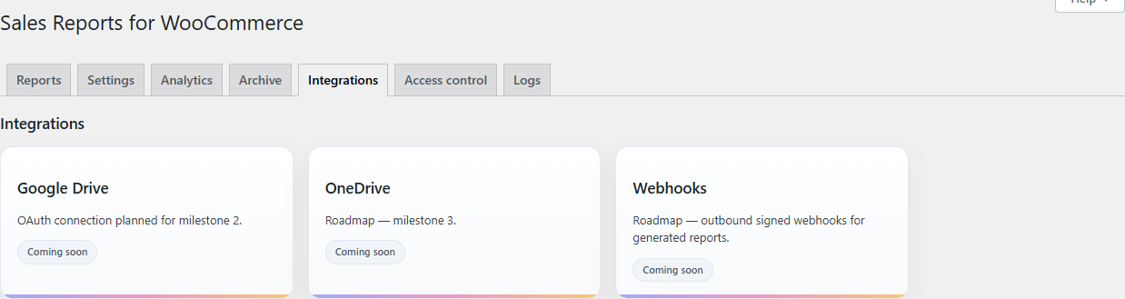 Pro — Integrations tab