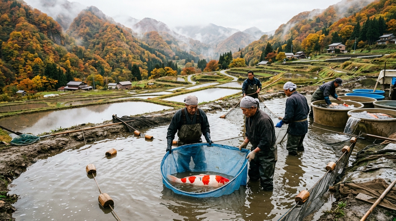 Niigata Mud Pond Harvest